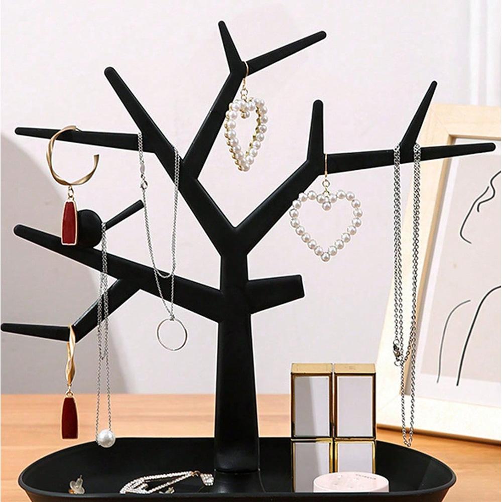Desktop Jewelry Tree Organizer Multi-Functional Earring Necklace Display Stand Minimalist Branch Jewelry Rack With Storage Tray