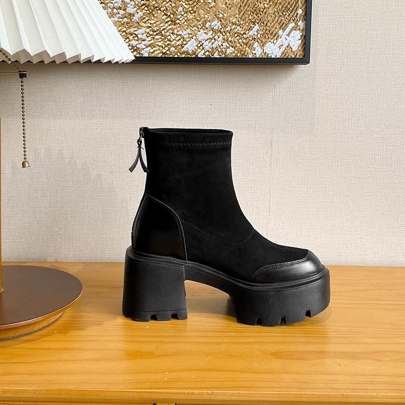 

ботинки martin женские сапоги на высоком каблуке новые осенне-зимние сапоги на платформе блочный каблук эластичные узкие сапоги винтажные сапоги-носки 38