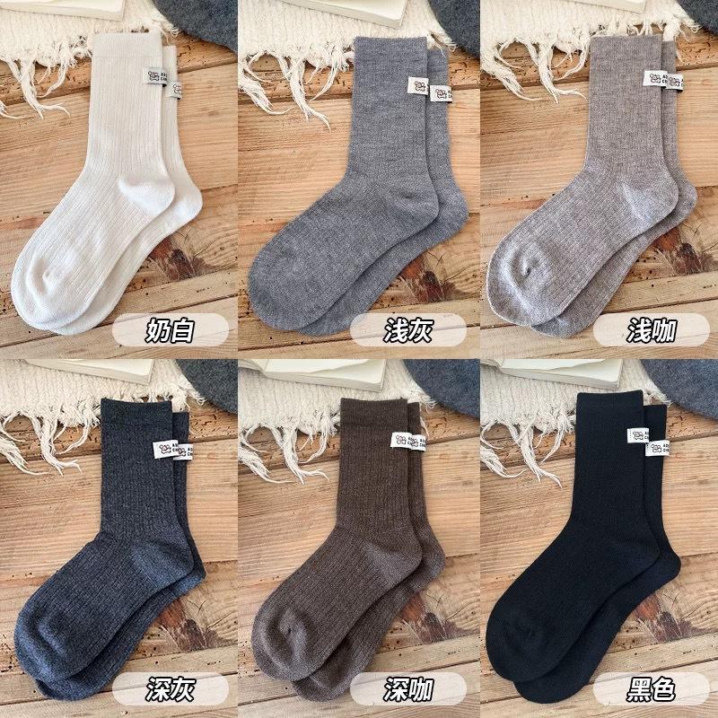 

Korean New Socks For Heels Puppy Cloth Label Soft Velvet Solid Color Vertical Socks Warm Piles Of Socks One size fits all молоко, білий колір