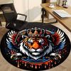 1PC Tiger Crown Emblem Office Round Rug, Non Slip, Soft and Durable Office Rug for Interior Decoration, Perfect for Office