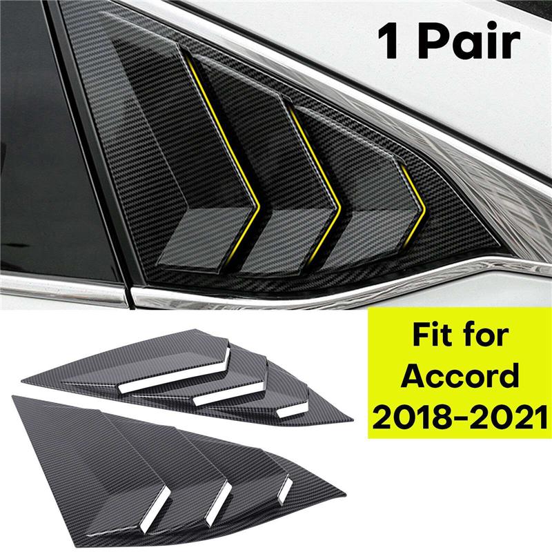 For 2018- Honda Accord JDM Carbon Fiber Color Rear Side Vent Quarter Window Louver Shutter Cover Parts