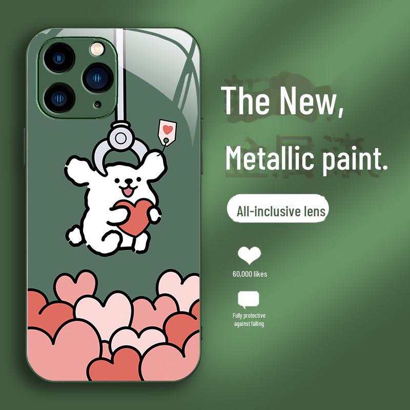 Apple 14 Doll Grabber 14 Pro Couple X Cartoon Cute 12 New Apple 11 Glass Case - Puppy Line