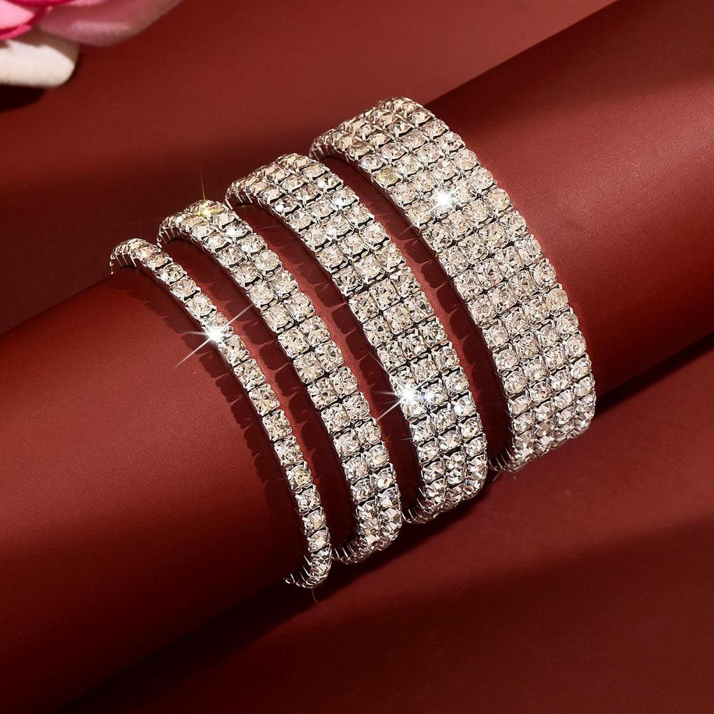 Eco-friendly Rhinestone Elastic Tennis Bracelet - Fashionable, Simple, and Shiny