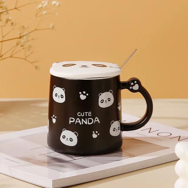 Creative Cartoon Panda Ceramic Cup Original and Funny Cups To Give Away Mugs Children's Cute Cover Original Black and White Mug