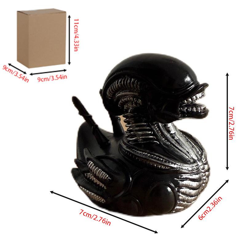 Creative Alien Themed Duck Figurine Whimsical Sci-Fi Desktop Resin Ornament for Party Novel Ornament for Movie Fans Duck Lovers