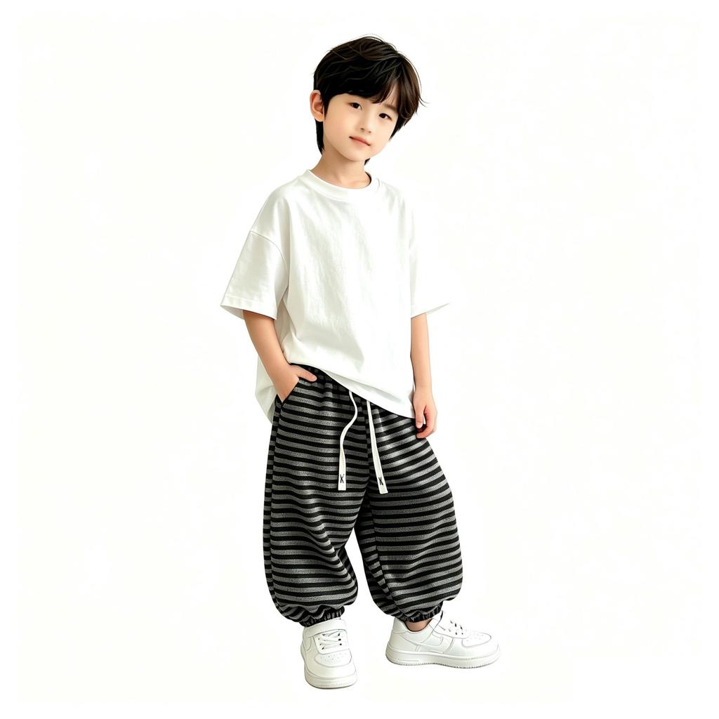 Boys Girls Baby Kids Lined Striped Sweatpants Thick Warm Casual Pants for Fall Winter