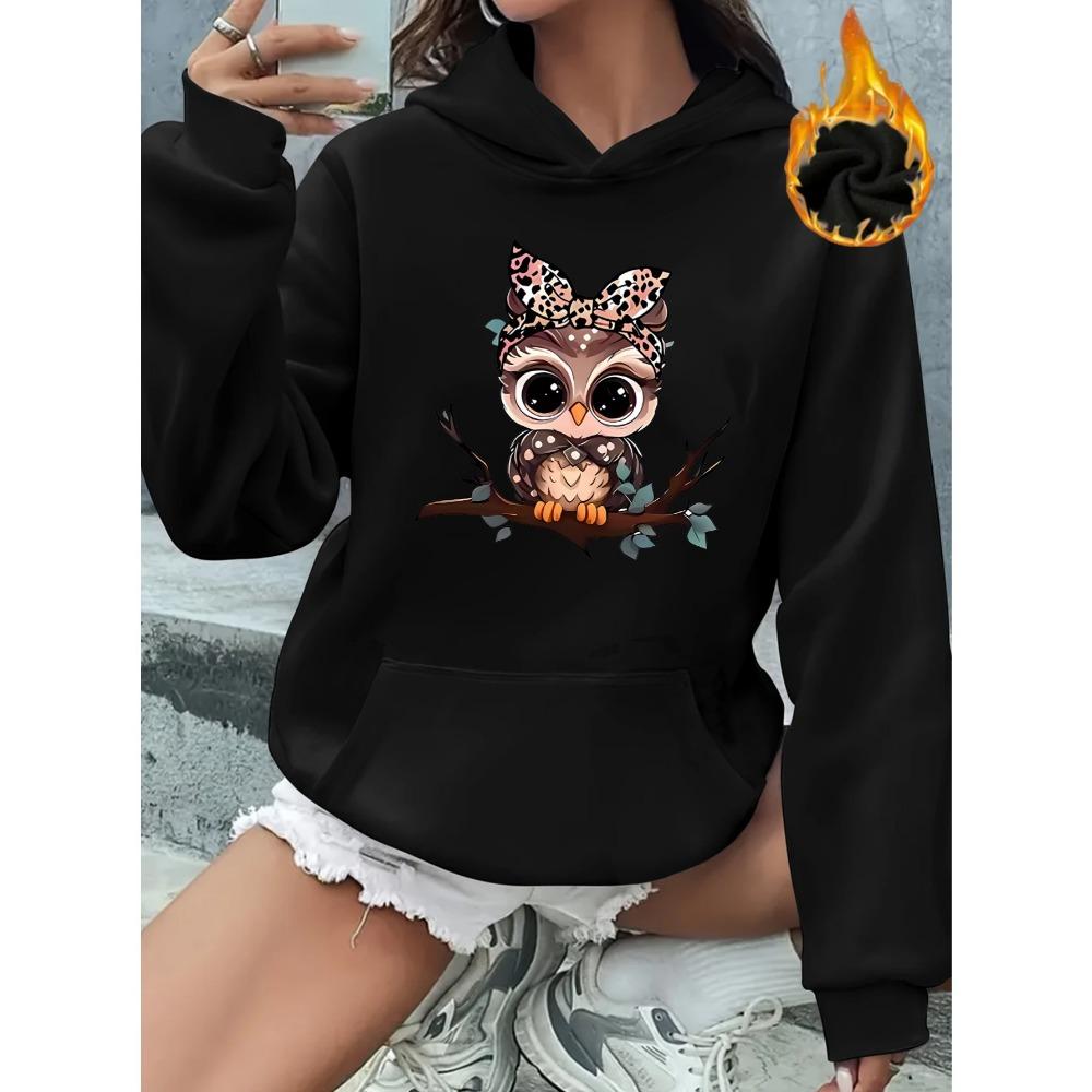 Women's Long-sleeved Sweatshirt Loose Casual Cartoon Owl Print Autumn and Winter Comfortable and Fashionable Sweatshirt