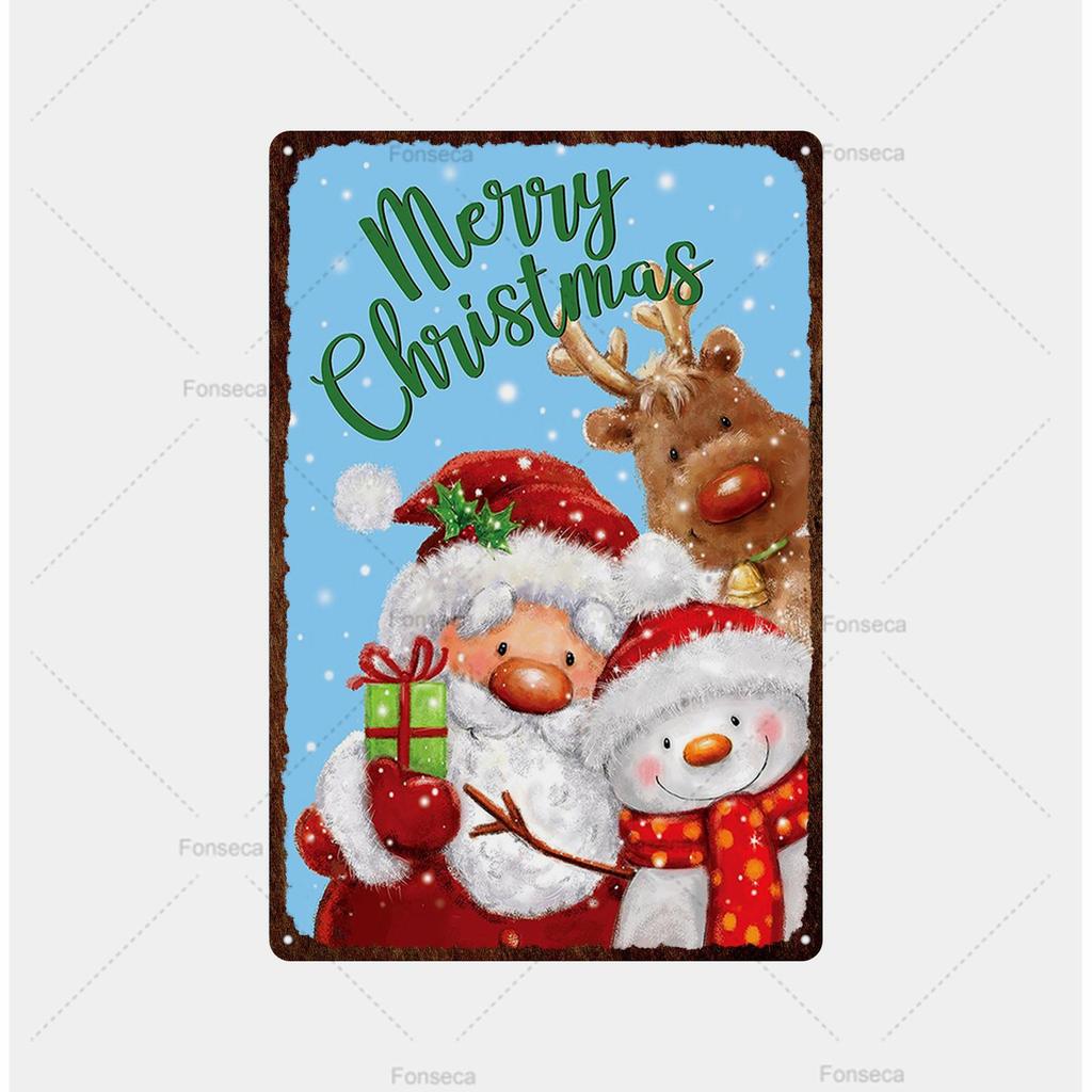 Santa Claus Snow View Metal Sign Vintage Tin Sign Metal Vintage Bar Vintage Wall Decoration Bar Club Metal Poster