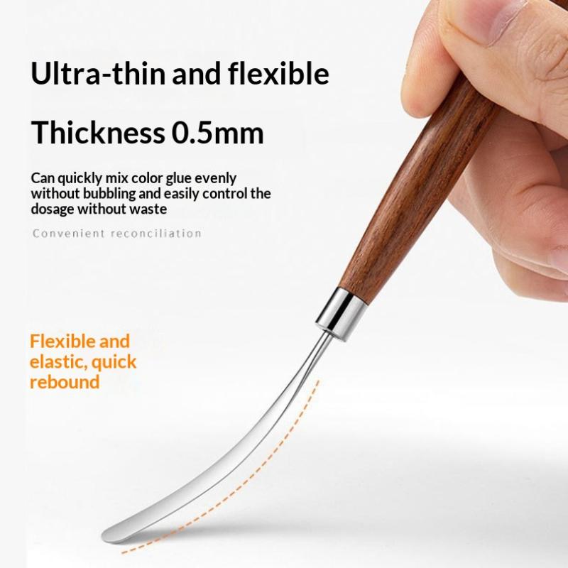 Natural Wood Handle Nail Art Spatula With High Elasticity Stainless Steel Tips Perfect For Home Manicure Salon Use