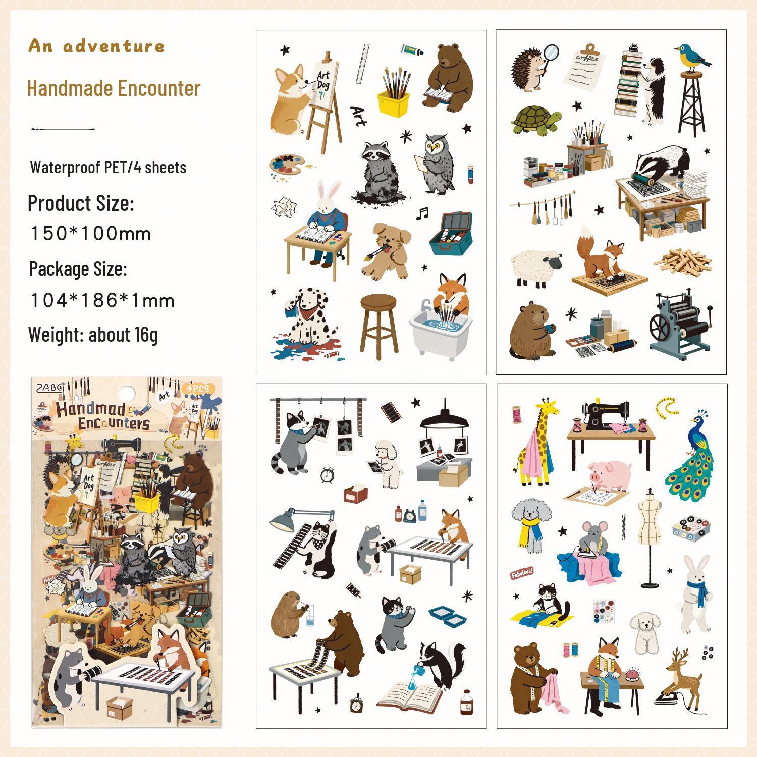 

ZABC Cartoon Paw Club PET Stickers - 4 Sheets for DIY Journals