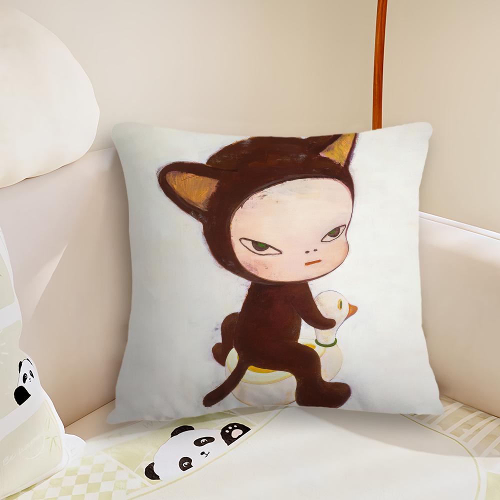 Süße Y-Yoshitomo N-Nara Kunst Kissenbezug Wohnzimmer Sofakissenbezug Geeignet für Zuhause Schlafzimmer Raumdekoration