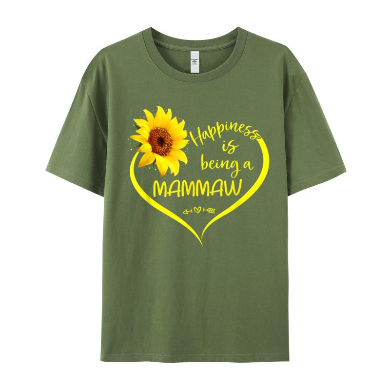 Happiness Is Being A Mammaw Oneck Tshirts Summer Tops Tees Short Sleeve Classic 100 Cotton Normal T Shirt Graphic Unisexs