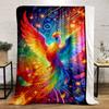 Colorful Rainbow Phoenix with Abstract Patterns Flannel blanket for bedroom, living room, sofa, and nap sofas
