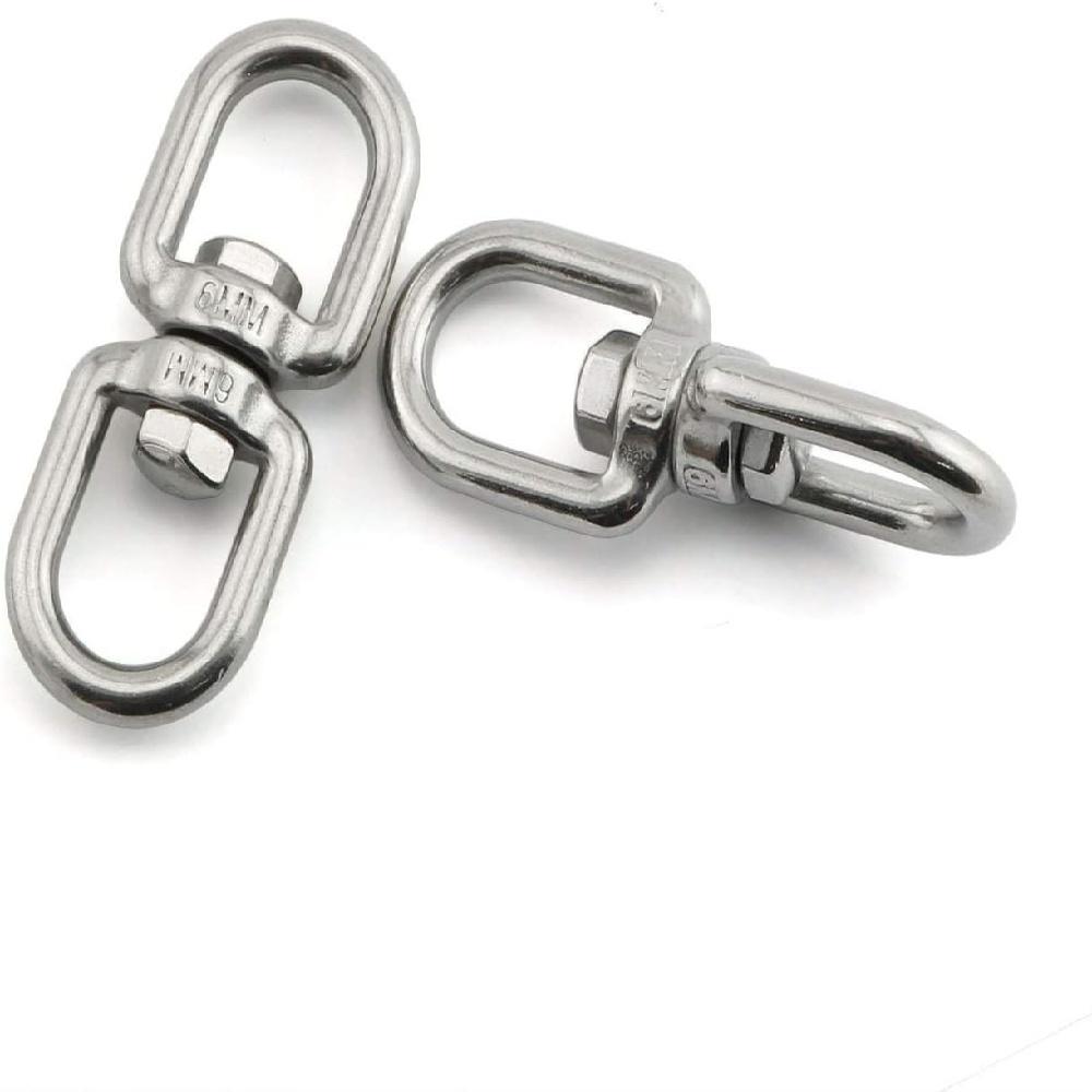 304 Stainless Steel Swivel Hook – 360° Double-Ring Connector – M4/M5/M6, 113-300kg – For Boating, Camping, Dog Leashes, Plant Hangers