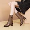 Fashion Black Fleece-Lined Half High Boots for Women Autumn Winter Comfortable and Elegant Boot Waterproof Y2k Work Mid Calf Shoes Woman