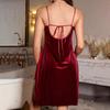 Pyjama d'hiver pour femme en velours doré: Robe longue sexy dos nu à bretelles spaghetti pour l'extérieur ou la maison, parfaite pour le printemps et l'automne