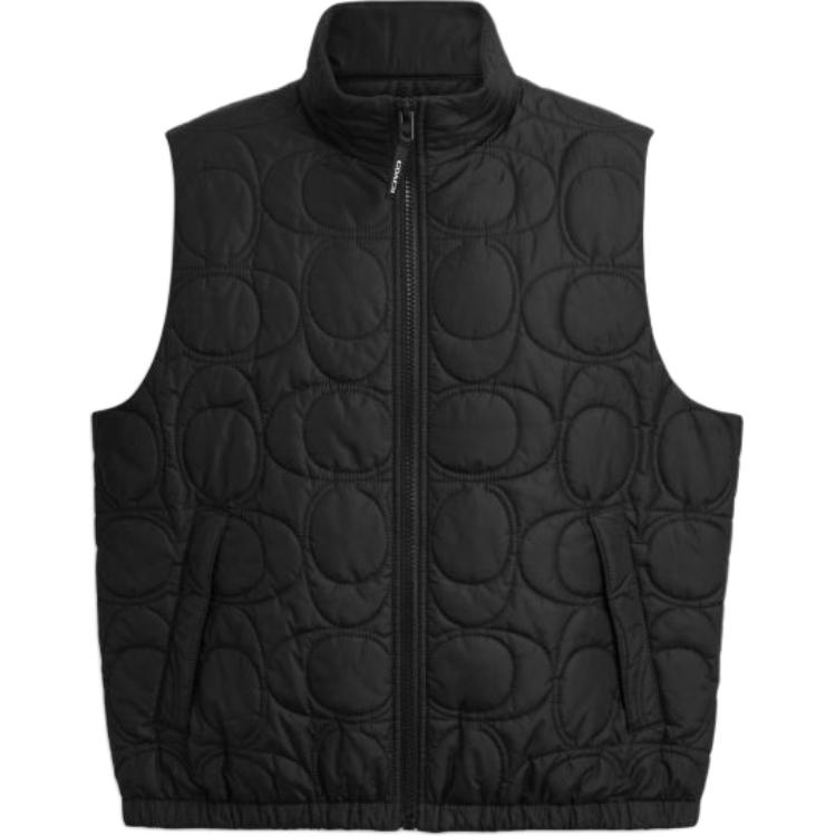 

Coach FW25 Однотонная куртка без рукавов из хлопка со стойкой воротником Мужская куртка CCO29-BLK S