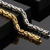 Hiphop Chain Bracelets For Men Never Fade Gold Color Stainless Steel Bracelet Manly Wrist 8.66" Classic Mens Jewellery Accessories