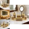 Contemporary Glass Soap Dispenser And Toothbrush Container With Elegant Finish For Bathroom Decor