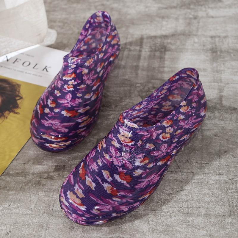 New low-top rain shoes women's summer fashion adult non-slip waterproof shoes shallow mouth work kitchen women's rubber shoes overshoes tide
