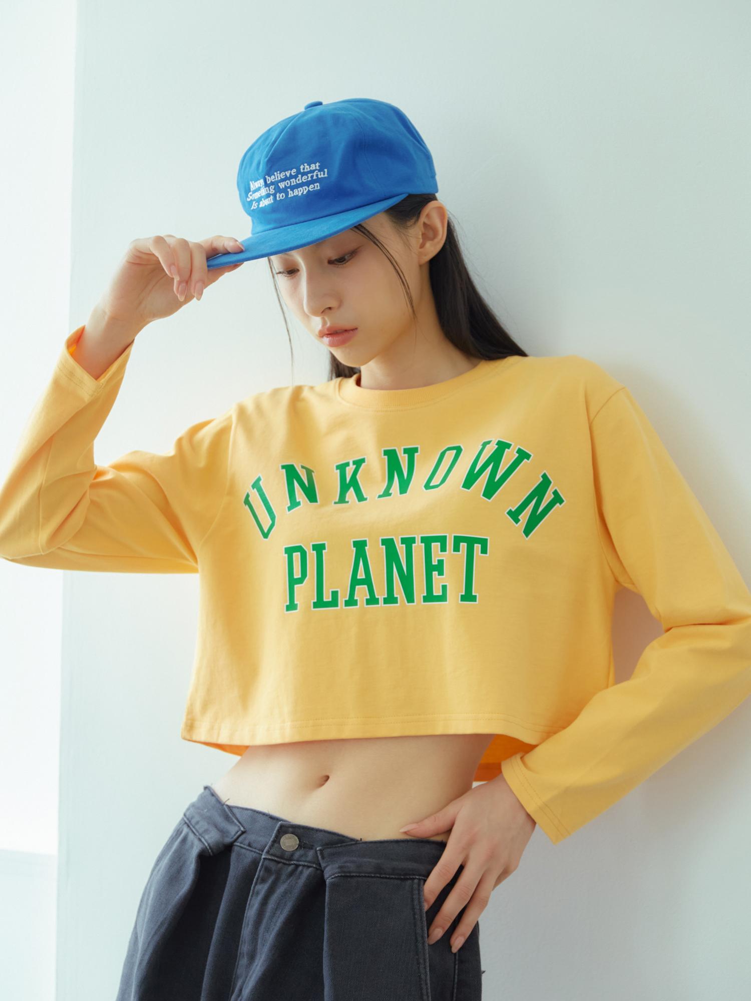 Unknown Planet Varsity Logo Crop Top Yellow Yellow/Free