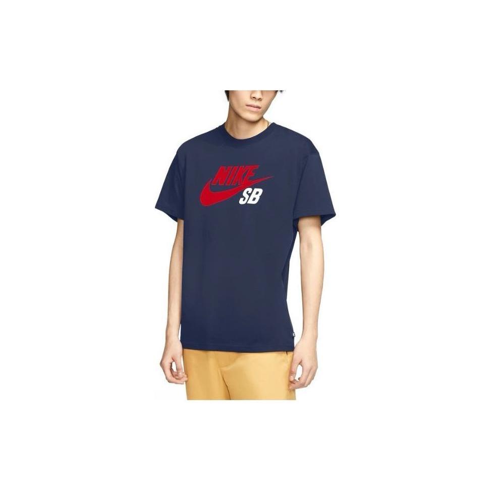 Nike T Shirts Men's Navy Blue Crew Neck Moderate Straight Fit CV7540-410