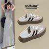 Half slippers women's super fire thick-soled bag head slippers lazy one-pedal shoes casual shoes