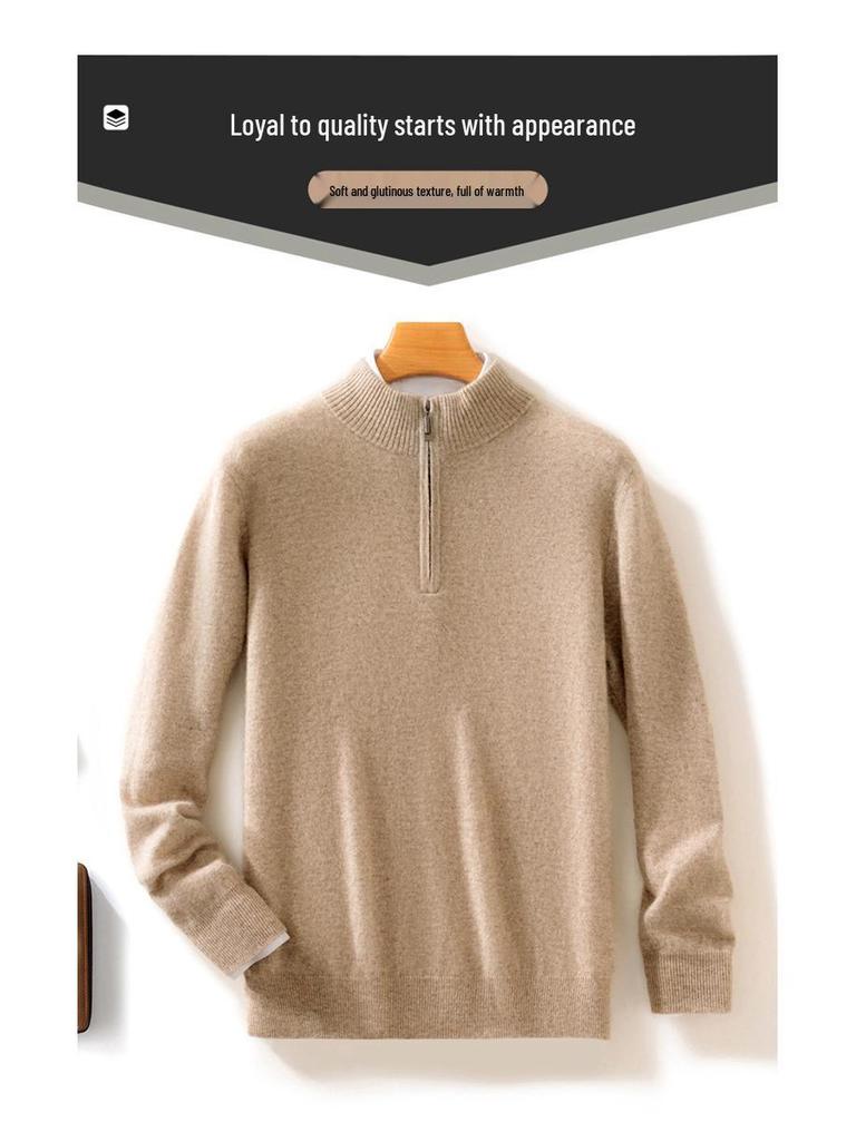 Men's Cashmere Half-Zip Thermal Sweater for Business Casual Wear