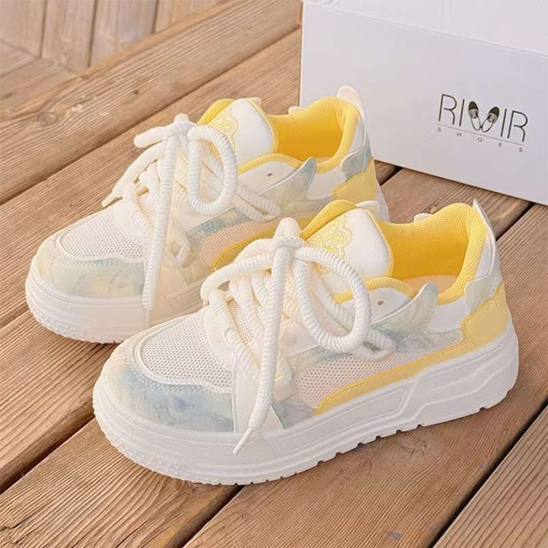 

Летняя женская обувь женская новая дышащая сетчатая обувь универсальная нишевая обувь-хлеб на платформе спортивная обувь для скейтборда 40 жёлтый