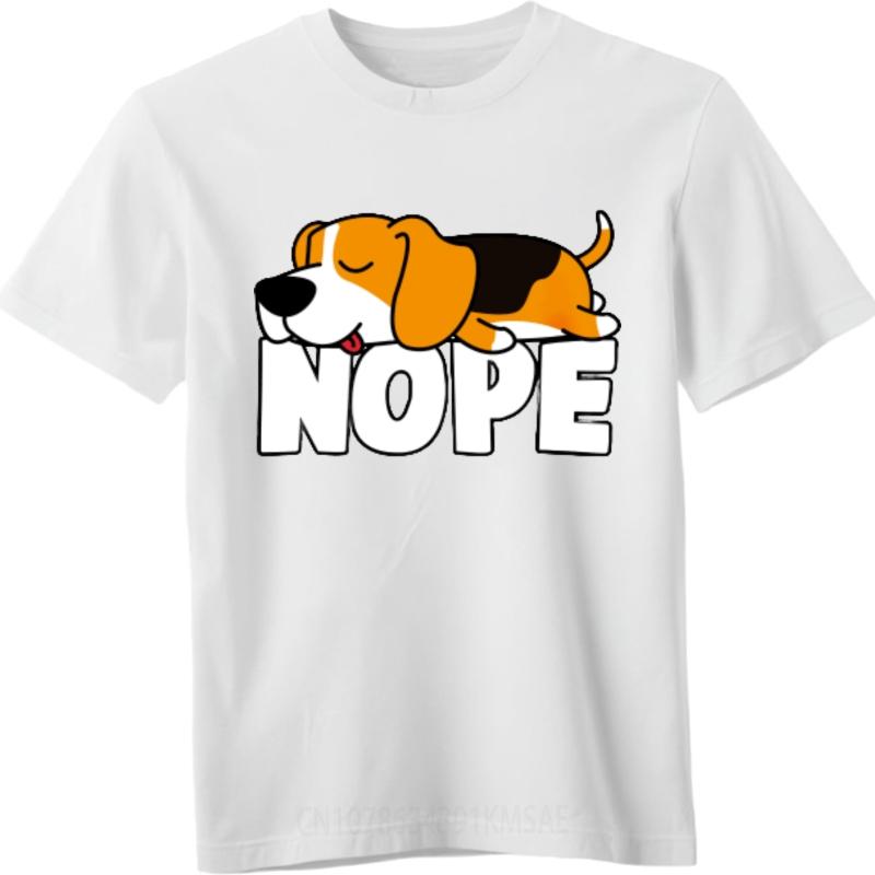 Tshirts for men Printed For men O Neck t shirt Black Dog Lying On Nope Text Basic Men Tee shirt Trendy Tshirt Round Neck Tee