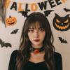 Flower Headband Necklace Set Mesh Halloween Hair Hoop Cute Bat Wings Hairband  Women