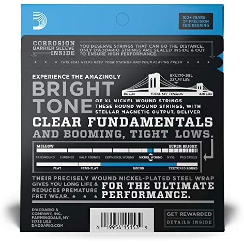 D'Addario Daddario Bass String Nickel Super Long Scale 5 String .045-.130 EXL170-5SL [Domestic Ge...