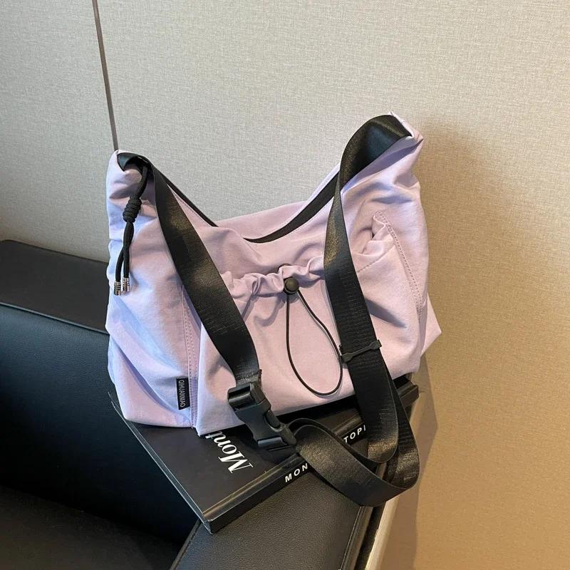 Genți de umăr casual, solide, din nailon, în formă de semilună, cu fermoar, capacitate mare, simple, de agrement, sport, genți crossbody