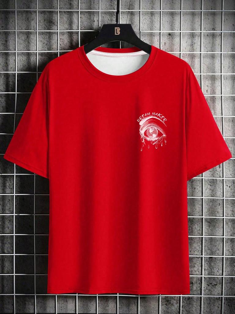 Manfinity EMRG Pánské tričko s potiskem očí a písmen