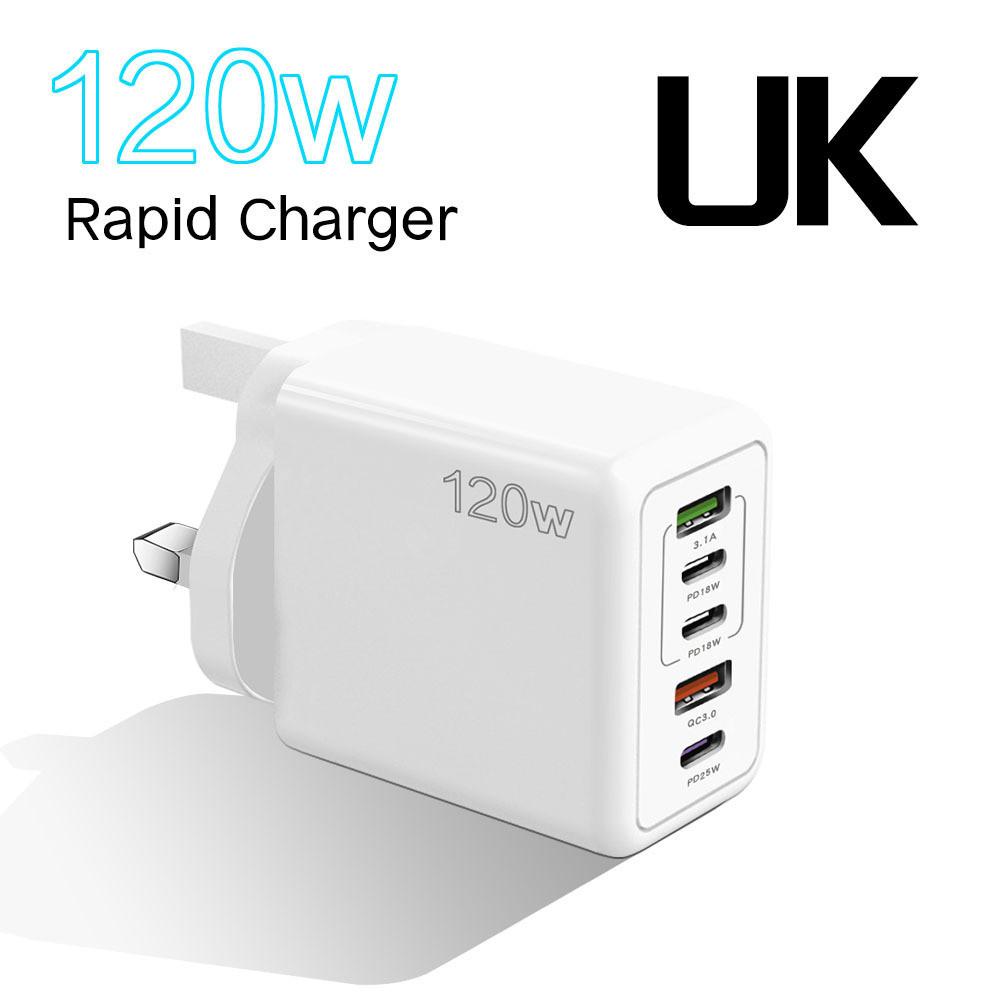 

Pd+usb 120w Charger With 16w European And American Standard Multiple Ports Small Appliance Adapter Certified) White UK