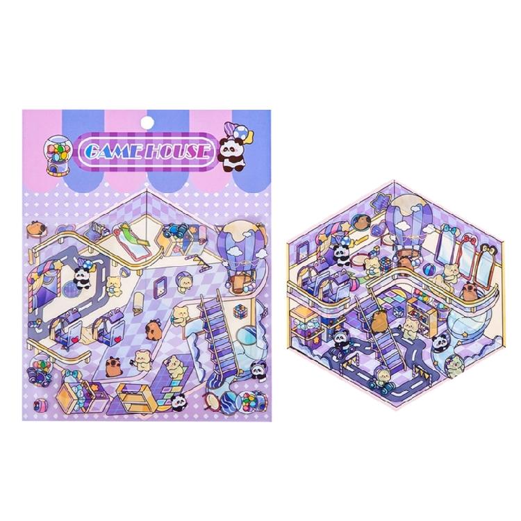 Fun 3D Miniature Scene Sticker Cartoon 3D Scenery Sticker Scrapbooking Sticker for Journal Phone Covers Water Bottle