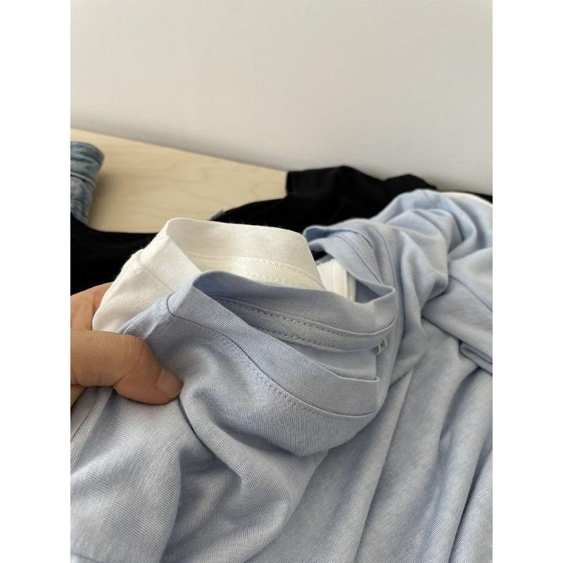 Irregular Long Sleeved Women's T-shirt Summer Comfortable Sunscreen Clothing Solid Color Slightly Transparent Ladies Top Clothing