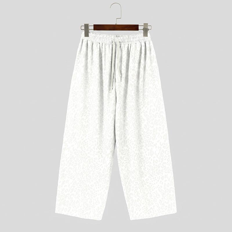 INCERUN Men Elastic Waist Leopard Casual Party Loose Long Pants Trousers