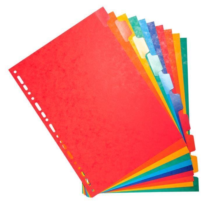 Intercalaires - exacompta - a4 - carte lustrée 225g - onglets renforcés - 10 positions