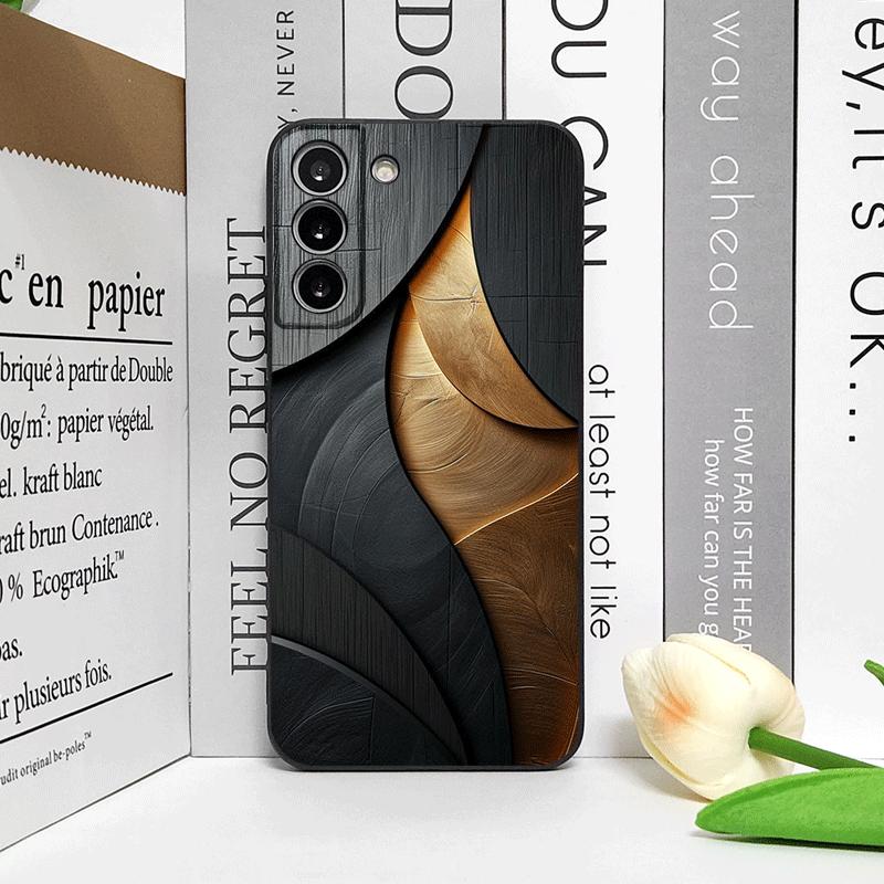 Künstlerische Mechanische Holztextur Muster Handyhülle für Samsung Galaxy S25 S24 S23 Ultra S22 Plus S21 FE A55 5G Weiche Silikonhüllen
