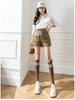 2026 Summer American Retro High Waist Wide Leg Cargo Denim Shorts for Women
