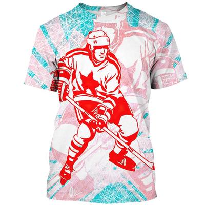 Ice Hockey Sport Fitness T Shirt For Adult Summer Fashion Sportwear 3D Printed Short Sleeve Casual Oversized Ready Stock T-Shirt