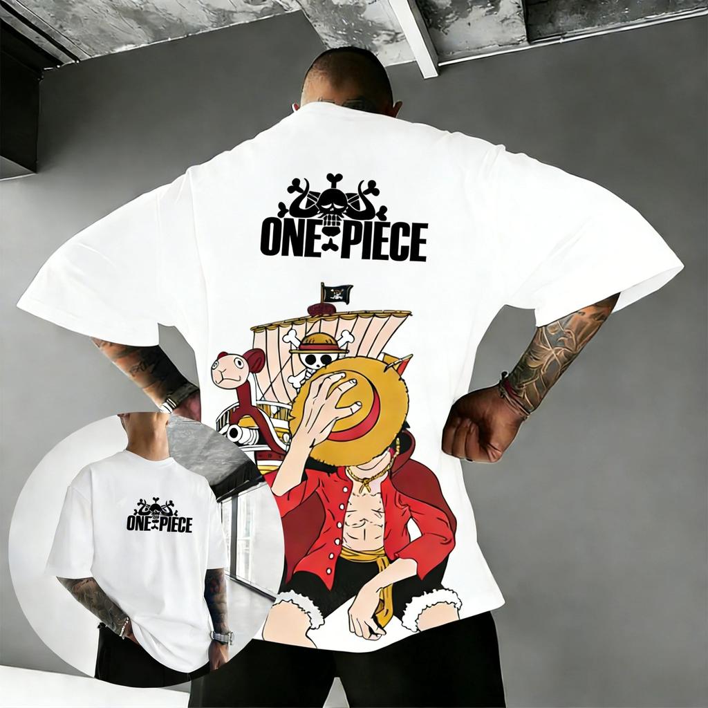 One Piece Luffy Anime Men's T Shirt Cotton Short Sleeve Tee 2026 Summer Streetwear Graphic Print Casual Tops Y2k Clothes Unisex