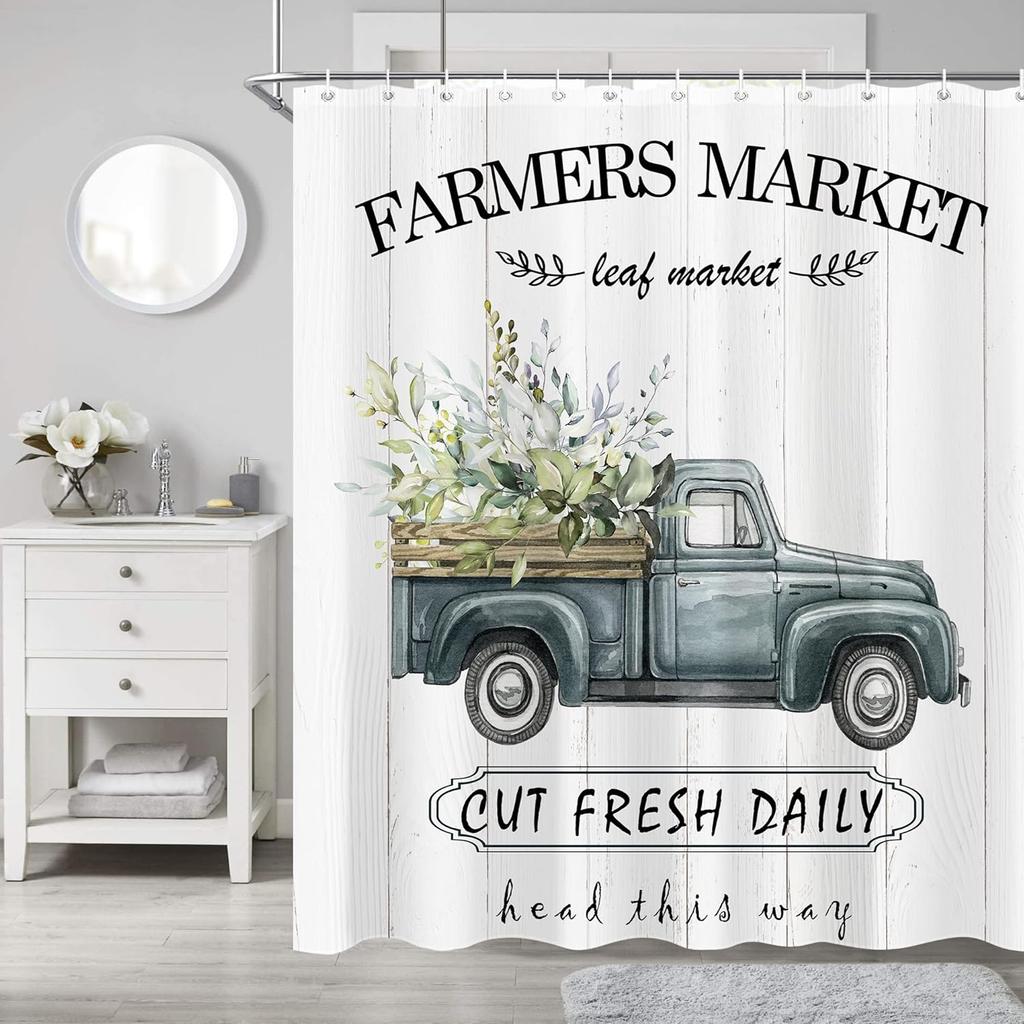 Spa Modern Shower Curtain Black White Blue Abstract Shower Curtain Set for Bathroom Tree Stone Men Waterproof Bathtub Curtain