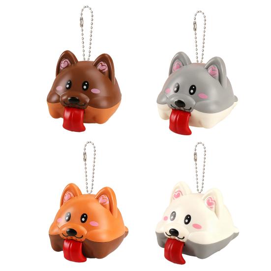 Long Tongue Dog Toy with Sound Stress Relief Cartoon Puppy Fidget Toy Keychain Backpack Hanging Decoration Interactive Tongue Animal Decompression Toy