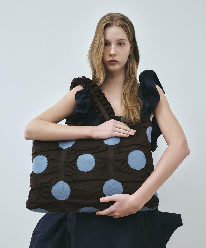 Pleatsmama Polka Dot Shopper Bag Brown