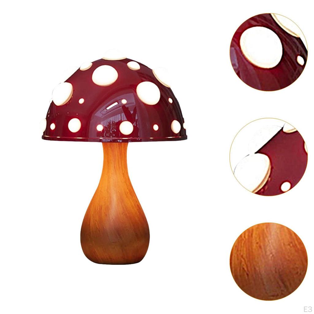 Table Lamp Mushroom Unique Design Small Gift Bedside for Vanity Bedroom Office white base