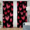 2 Stück Grunge Rotes Herzmuster Vorhänge   Perfekt für den Valentinstag/Ausgefallene Fensterdekoration Vorhangstangen-Tasche Vorhänge
