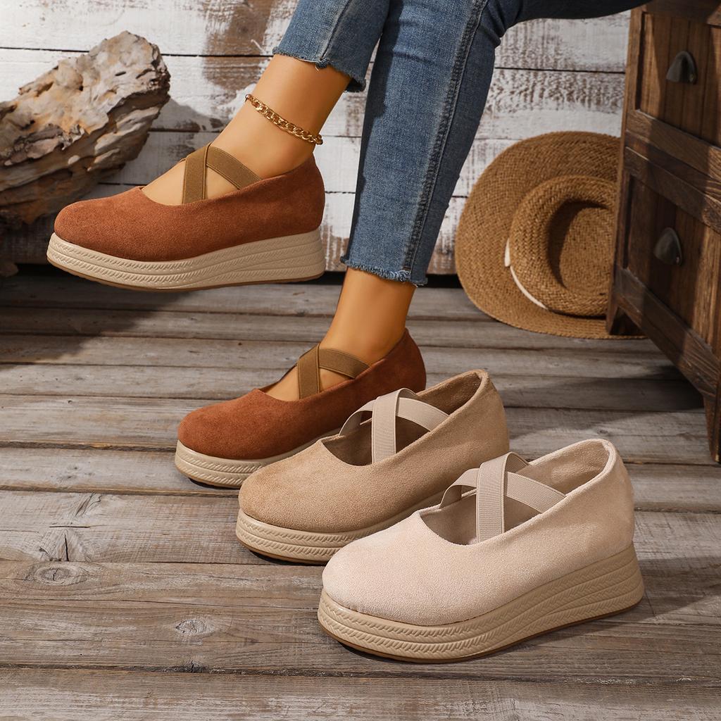 Boty nadměrných velikostí pro ženy Podzim Zima Móda Dámské Kulatá špička Platformové klíny 35-42 Baleríny Zapatos De Mujer Nazouvací Dámské boty