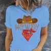 Retro Howdy Cowgirl Print T-shirts For Women Summer Short Sleeve Crew Neck T-shirt Vintage Graphic Tops Tie Dye T-shirts